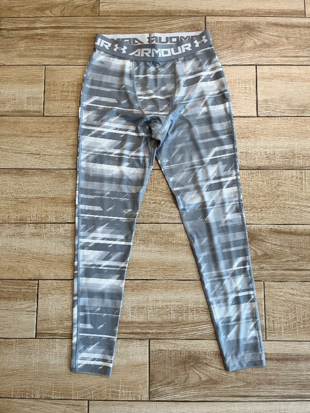 Unisex Under Armour Grey/White Leggings Base Layer - L